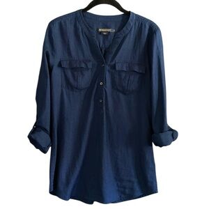 Pendleton Utility Top Roll Tab Sleeve Small Cotton Classic Preppy Relaxed Fit